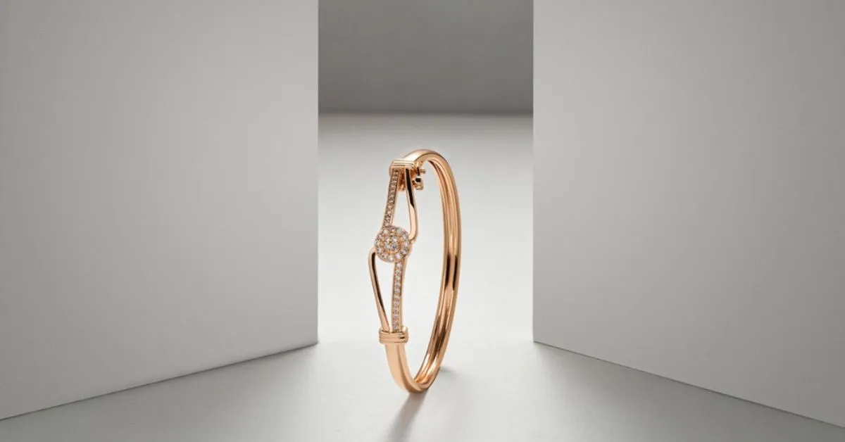 gold bracelet in vertical position
